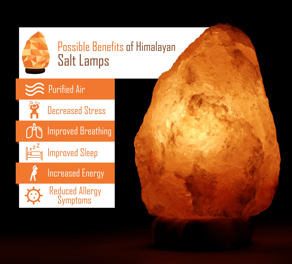 Himalayan Rock Salt Natural Crystal Lamp, 9.5 Inches Tall - Soft Calm Therapeutic Light - Naturally Formed Salt Crystal Design On Onyx Marble Base - Tibetan Evaporated Rock Lamps - , Dark Orange Hue