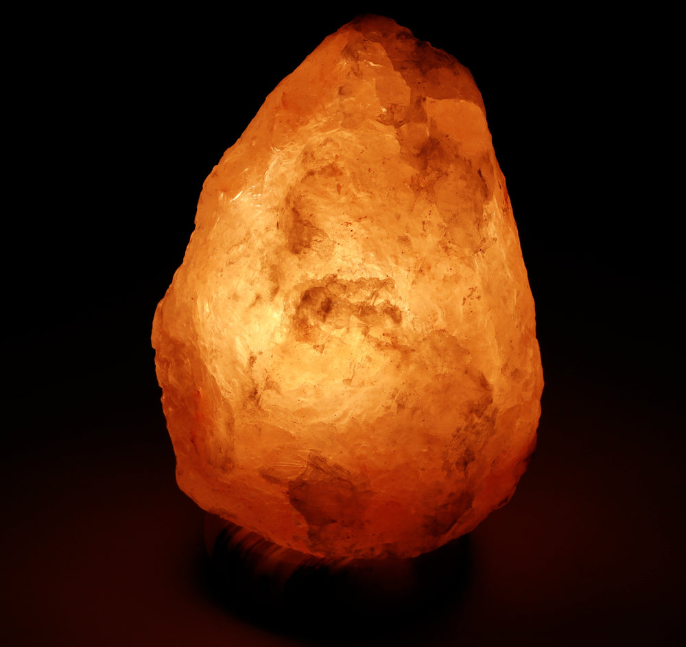 Himalayan Rock Salt Natural Crystal Lamp, 9.5 Inches Tall - Soft Calm Therapeutic Light - Naturally Formed Salt Crystal Design On Onyx Marble Base - Tibetan Evaporated Rock Lamps - , Dark Orange Hue