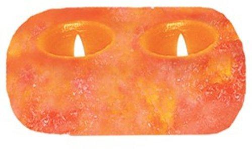 Himalayan Rock Salt Natural Crystal Candleholder, Soft Calm Therapeutic Candle Light - Unique Naturally Formed Salt Crystal Handcrafted Design - Candleholder, Dark Orange Hue