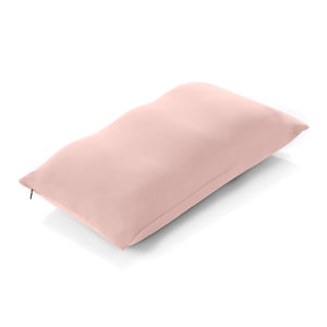 Premium Microbead Bed Pillow, Small Extra Fluffy But Supportive - Ultra Comfortable Sleep with Silk Like Anti Aging Cover 85% spandex/ 15% nylon Breathable, Cooling Cream Peach