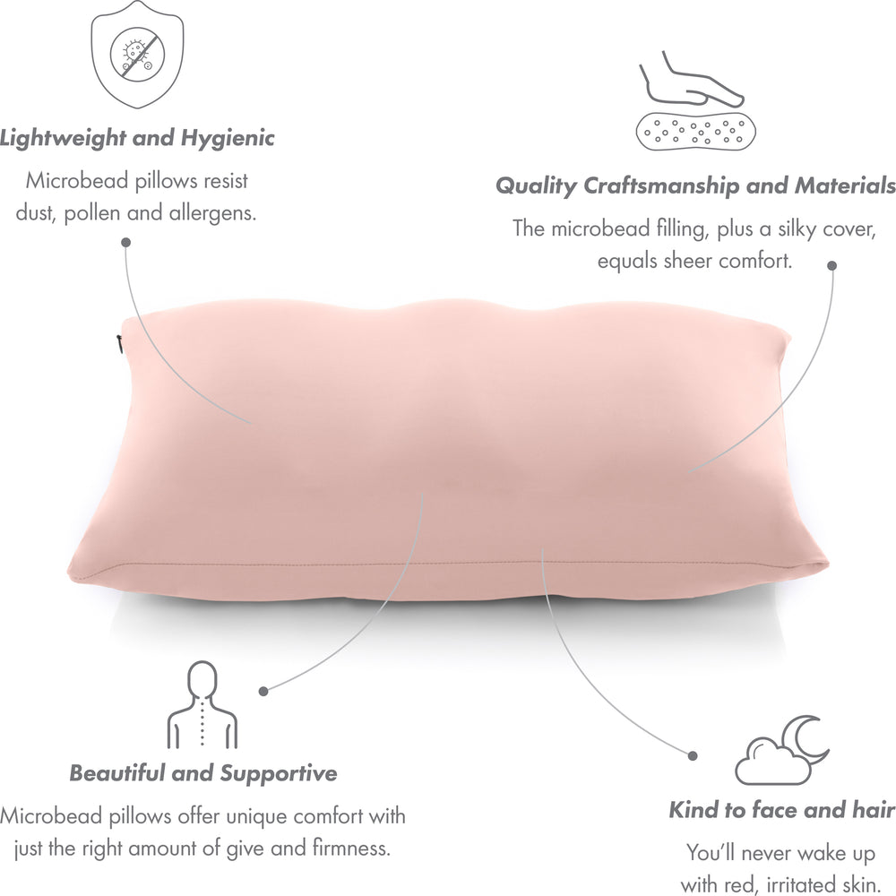 Cover Only for Premium Microbead Bed Pillow, Large Extra Smooth  - Ultra Comfortable Sleep with Silk Like Anti Aging Cover 85% spandex/ 15% nylon Breathable, Cooling White