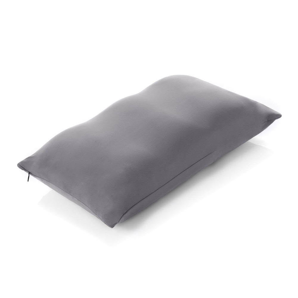 Premium Microbead Bed Pillow, X-Large Extra Fluffy But Supportive - Ultra Comfortable Sleep with Silk Like Anti Aging Cover 85% spandex/ 15% nylon Breathable, Cooling Stone Gray