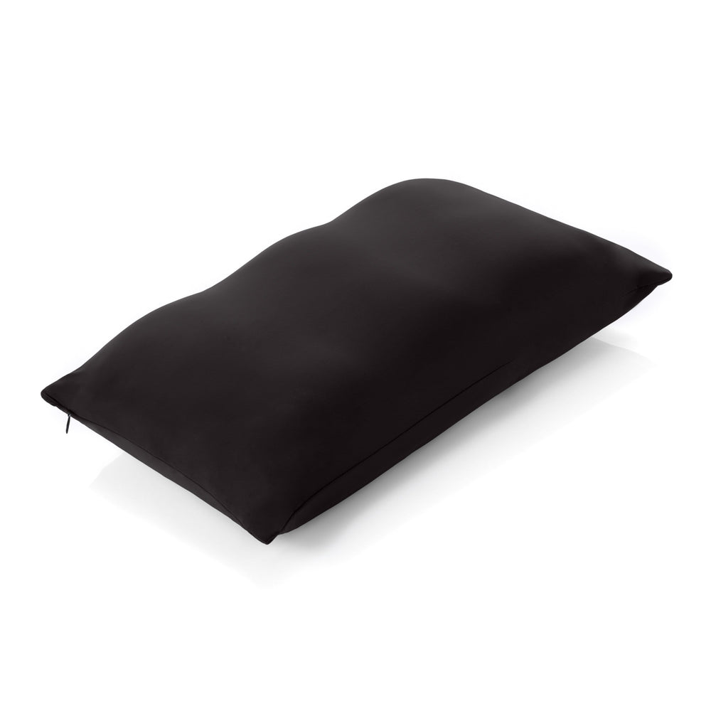Premium Microbead Bed Pillow, Small Extra Fluffy But Supportive - Ultra Comfortable Sleep with Silk Like Anti Aging Cover 85% spandex/ 15% nylon Breathable, Cooling Matte Black