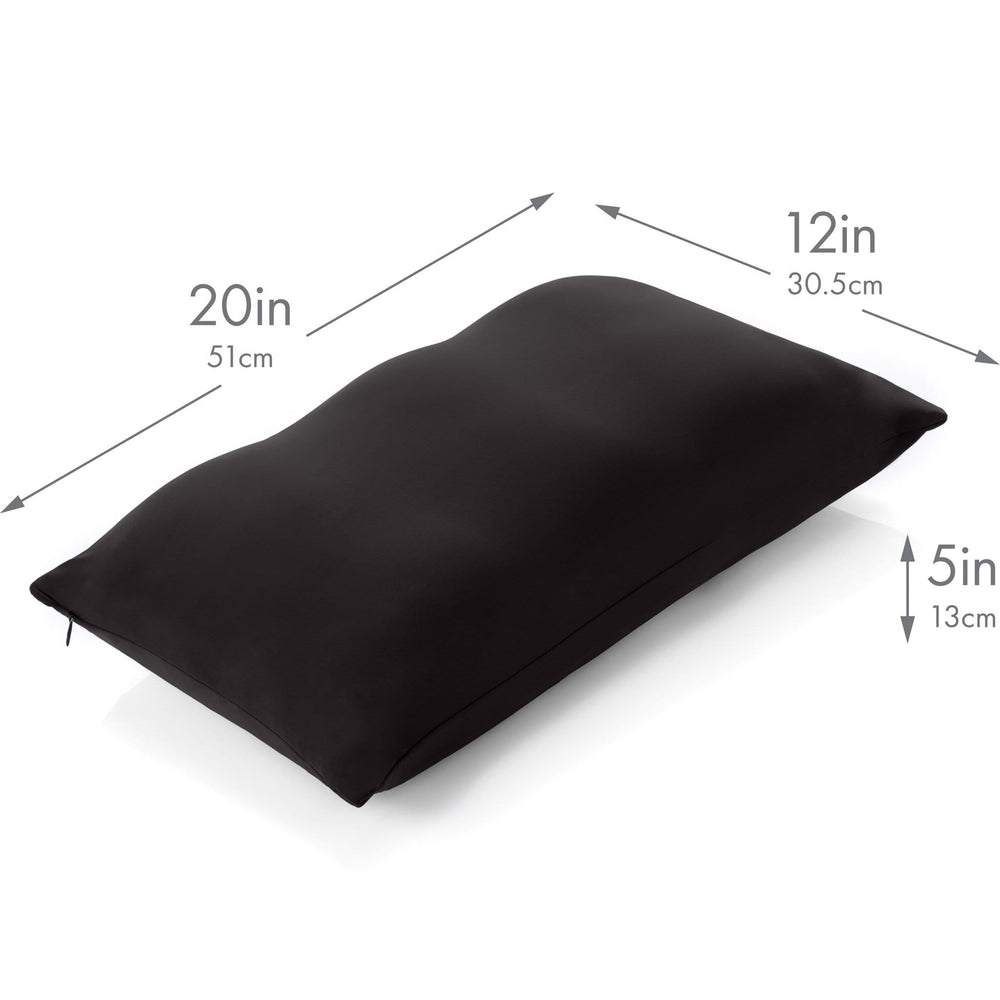 Premium Microbead Bed Pillow, X-Large Extra Fluffy But Supportive - Ultra Comfortable Sleep with Silk Like Anti Aging Cover 85% spandex/ 15% nylon Breathable, Cooling Stone Gray