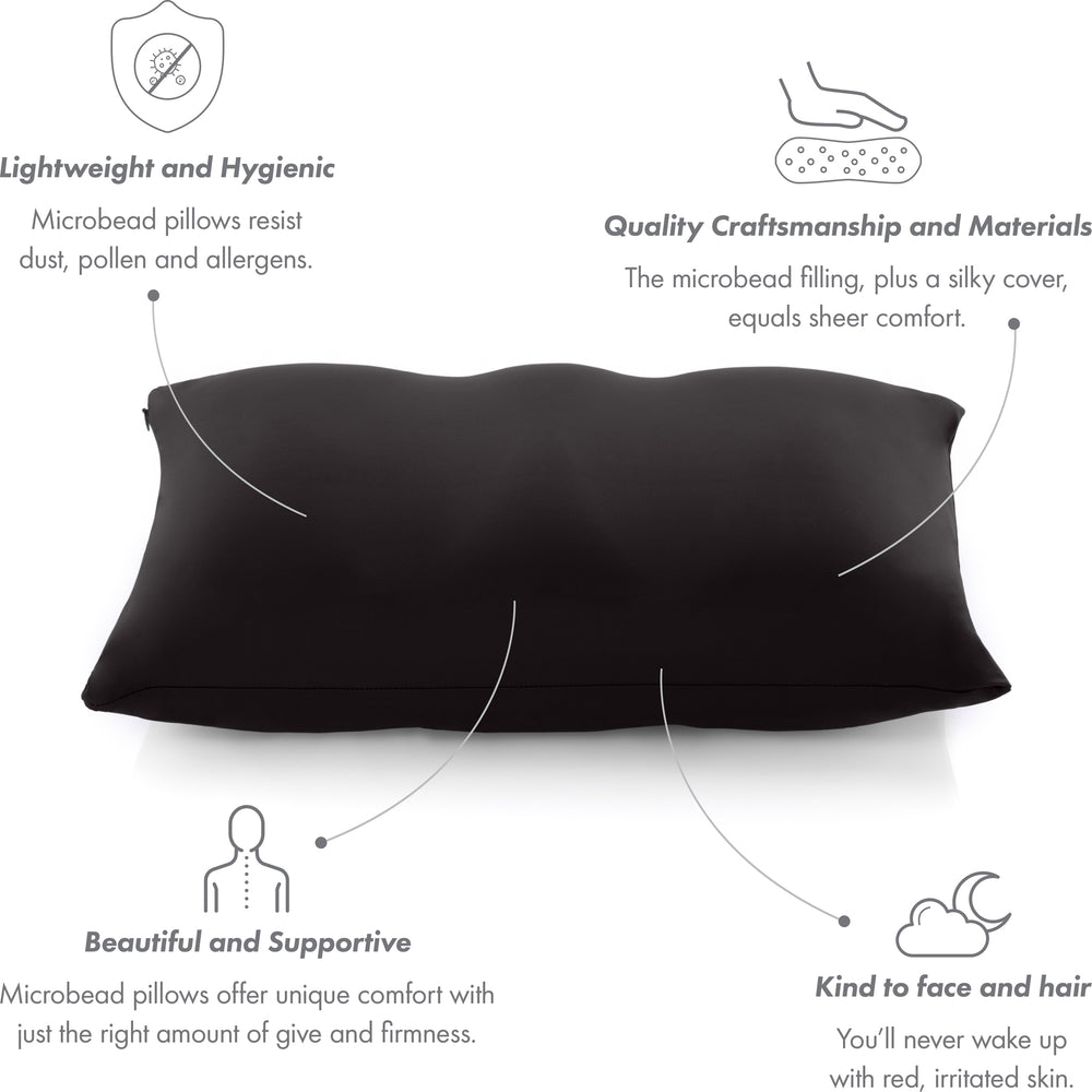 Cover Only for Premium Microbead Bed Pillow, Large Extra Smooth  - Ultra Comfortable Sleep with Silk Like Anti Aging Cover 85% spandex/ 15% nylon Breathable, Cooling White