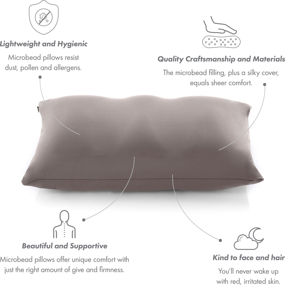 Cover Only for Premium Microbead Bed Pillow, Large Extra Smooth  - Ultra Comfortable Sleep with Silk Like Anti Aging Cover 85% spandex/ 15% nylon Breathable, Cooling White