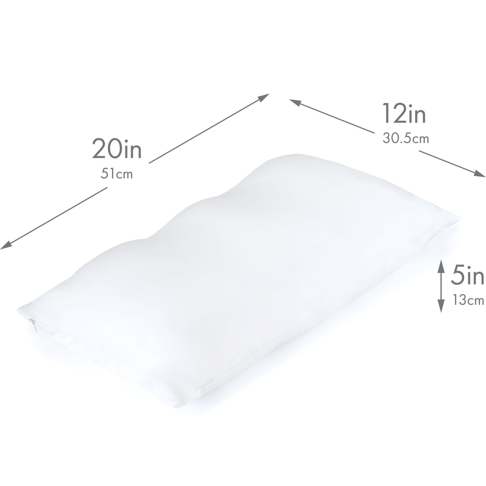 Premium Microbead Bed Pillow, Small Extra Fluffy But Supportive - Ultra Comfortable Sleep with Silk Like Anti Aging Cover 85% spandex/ 15% nylon Breathable, Cooling White