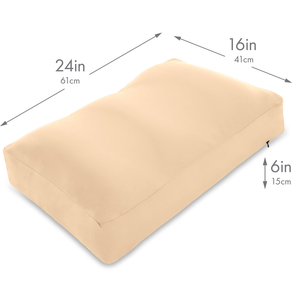 Cover Only for Premium Microbead Bed Pillow, Large Extra Smooth  - Ultra Comfortable Sleep with Silk Like Anti Aging Cover 85% spandex/ 15% nylon Breathable, Cooling White