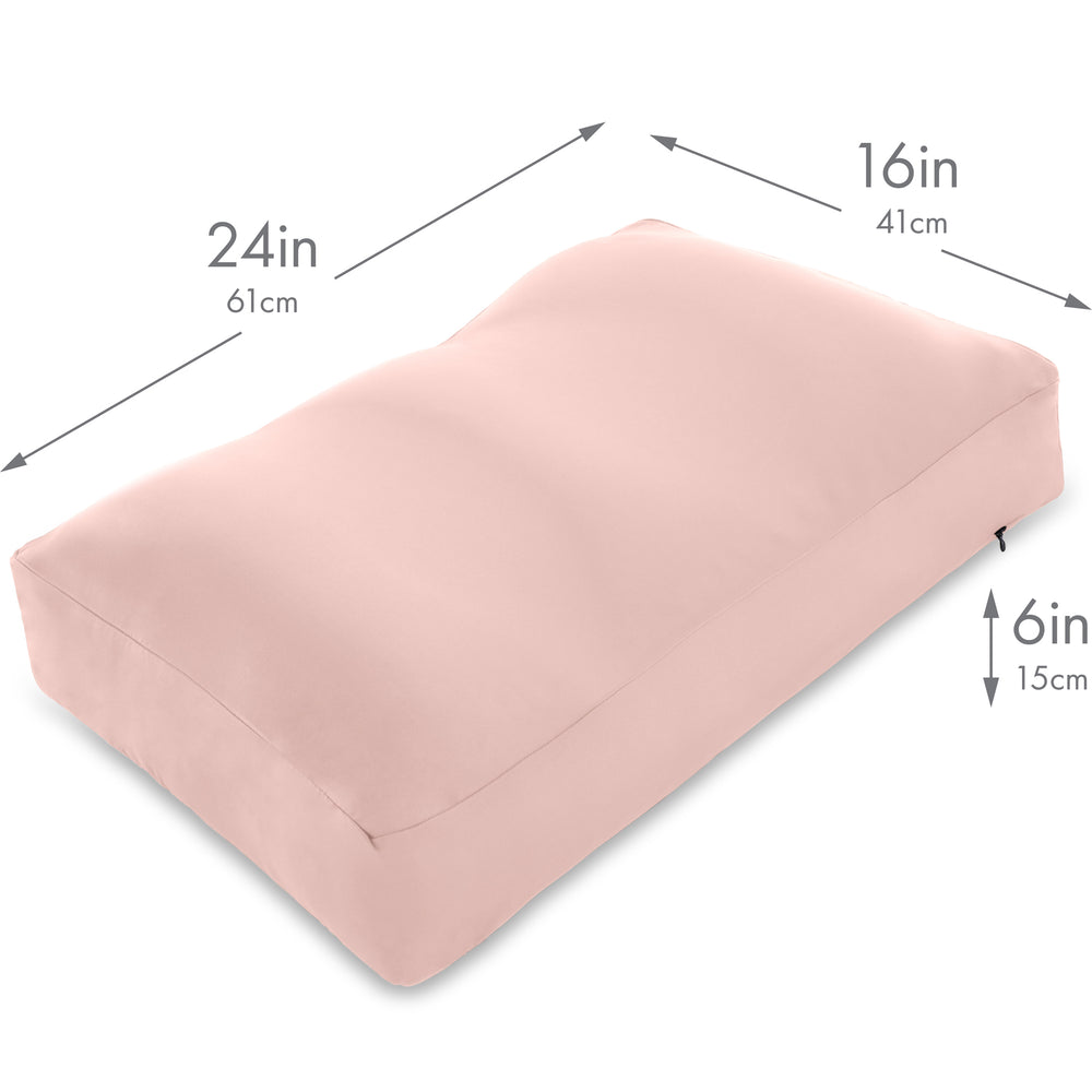 Premium Microbead Bed Pillow, Large Extra Fluffy But Supportive - Ultra Comfortable Sleep with Silk Like Anti Aging Cover 85% spandex/ 15% nylon Breathable, Cooling Barely Beige