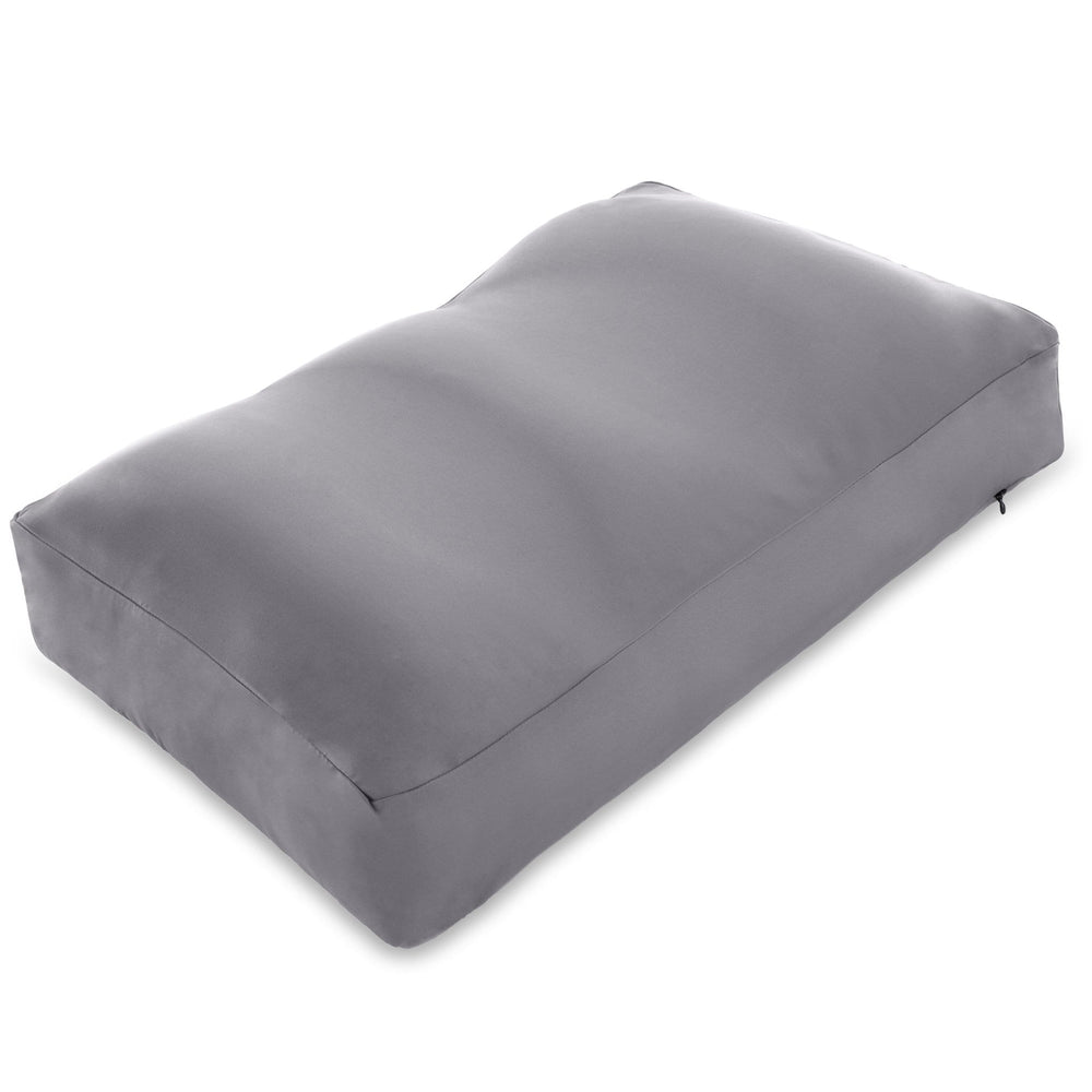 Premium Microbead Bed Pillow, X-Large Extra Fluffy But Supportive - Ultra Comfortable Sleep with Silk Like Anti Aging Cover 85% spandex/ 15% nylon Breathable, Cooling Stone Gray