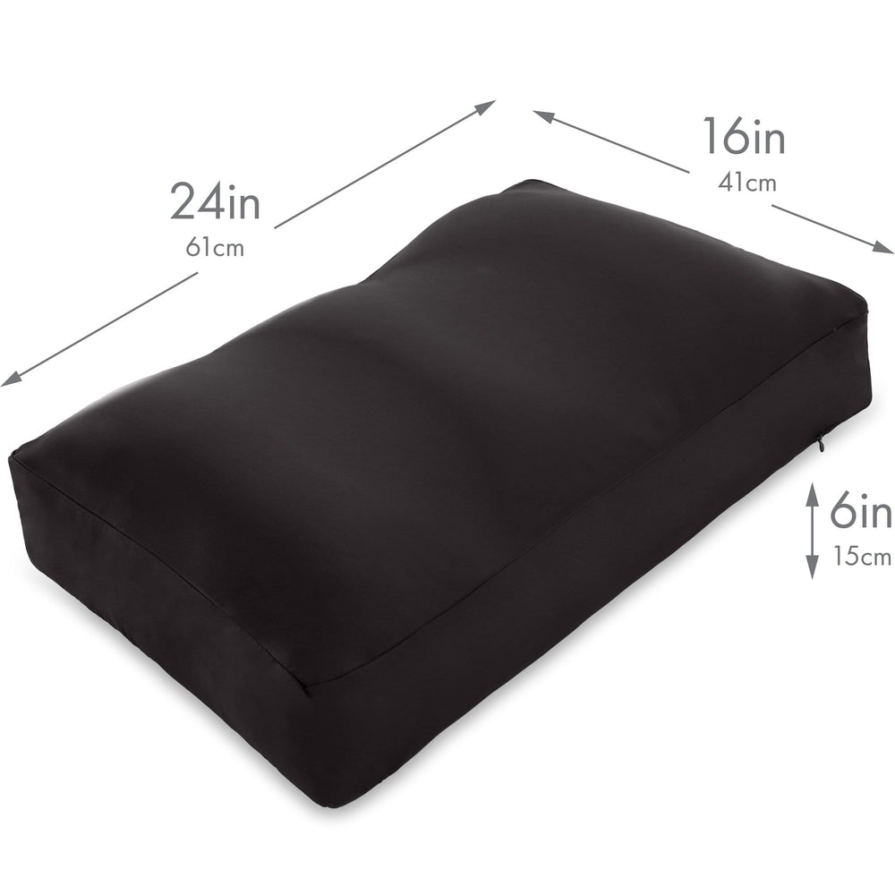 Premium Microbead Bed Pillow, Large Extra Fluffy But Supportive - Ultra Comfortable Sleep with Silk Like Anti Aging Cover 85% spandex/ 15% nylon Breathable, Cooling Stone Gray