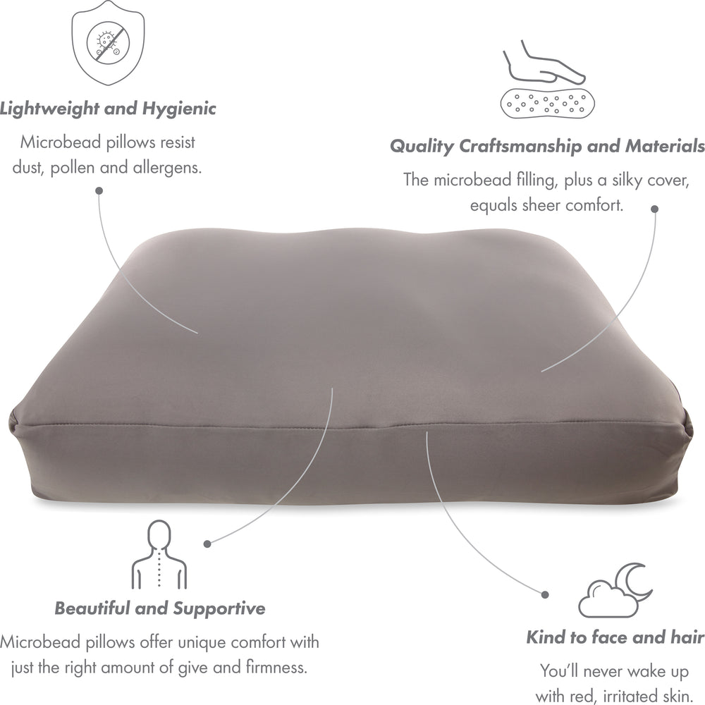 Cover Only for Premium Microbead Bed Pillow, Large Extra Smooth  - Ultra Comfortable Sleep with Silk Like Anti Aging Cover 85% spandex/ 15% nylon Breathable, Cooling White