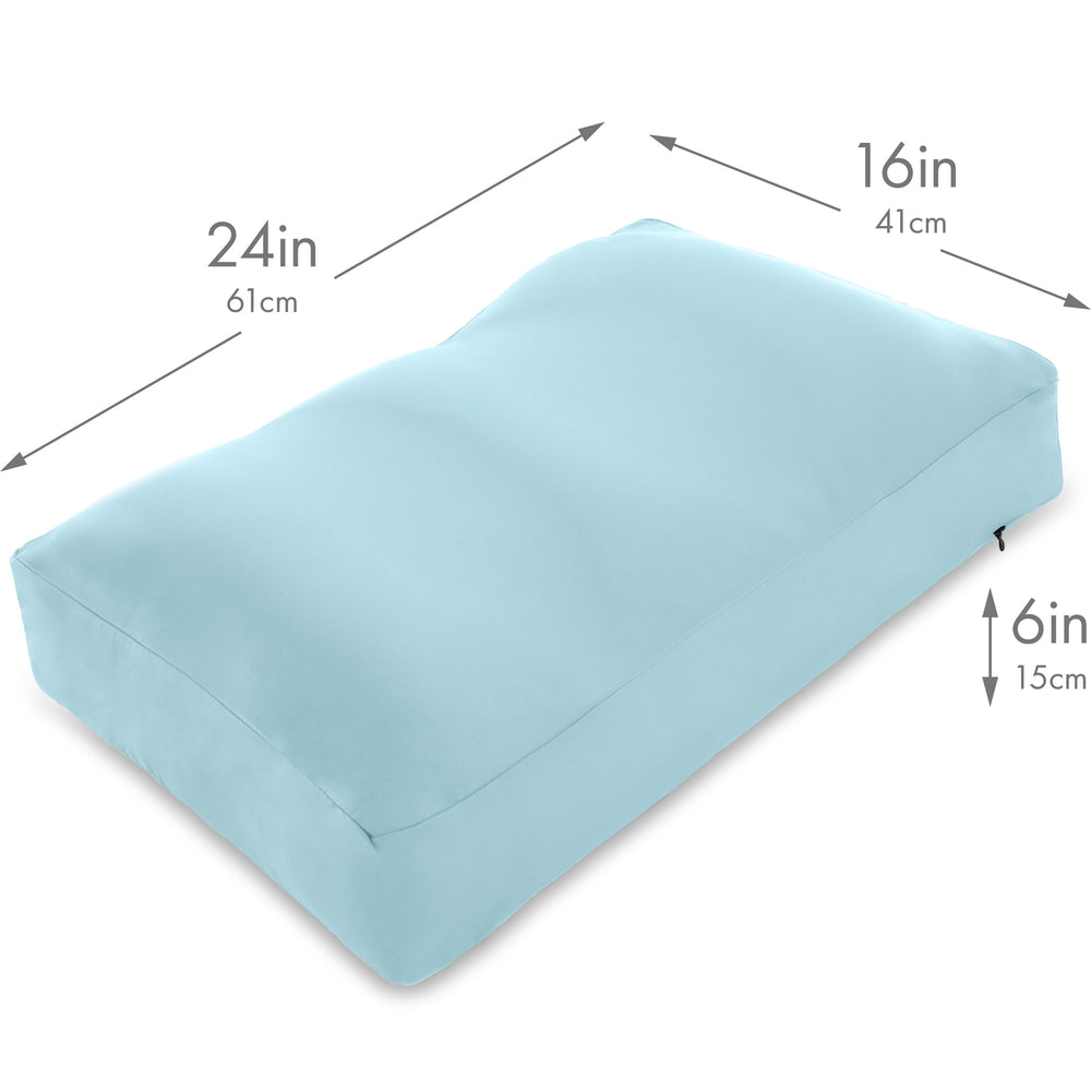 Premium Microbead Bed Pillow, Small Extra Fluffy But Supportive - Ultra Comfortable Sleep with Silk Like Anti Aging Cover 85% spandex/ 15% nylon Breathable, Cooling Barely Beige