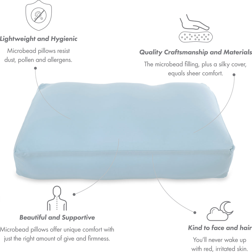 Cover Only for Premium Microbead Bed Pillow, Large Extra Smooth  - Ultra Comfortable Sleep with Silk Like Anti Aging Cover 85% spandex/ 15% nylon Breathable, Cooling White