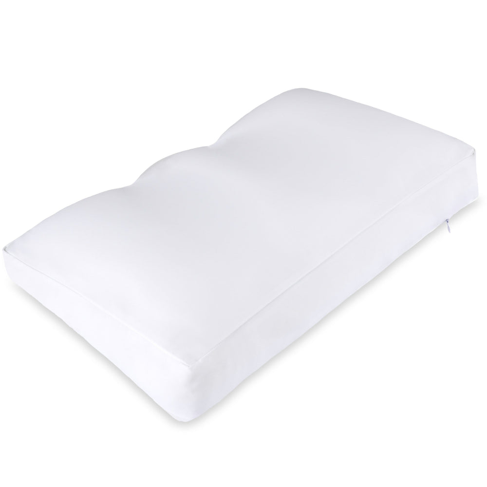 Premium Microbead Bed Pillow, Large Extra Fluffy But Supportive - Ultra Comfortable Sleep with Silk Like Anti Aging Cover 85% spandex/ 15% nylon Breathable, Cooling White