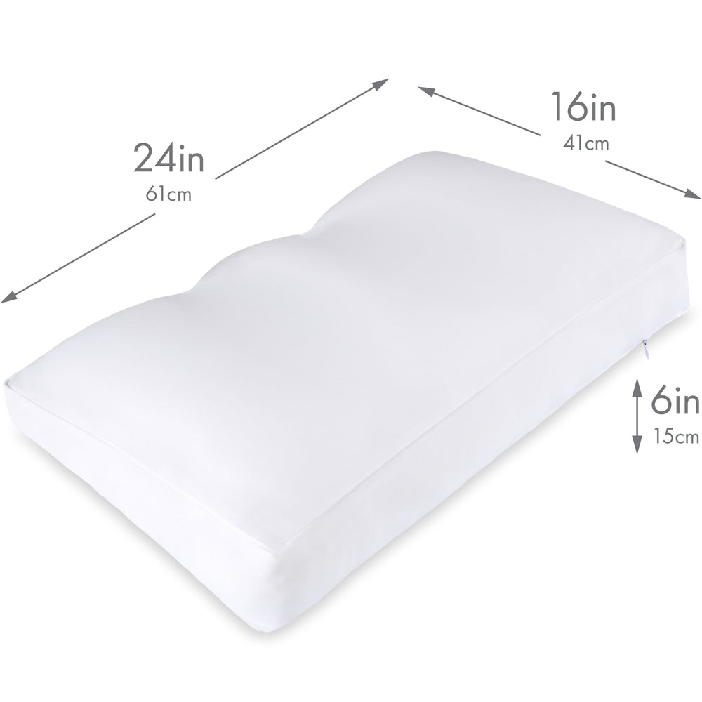 Premium Microbead Bed Pillow, Large Extra Fluffy But Supportive - Ultra Comfortable Sleep with Silk Like Anti Aging Cover 85% spandex/ 15% nylon Breathable, Cooling White