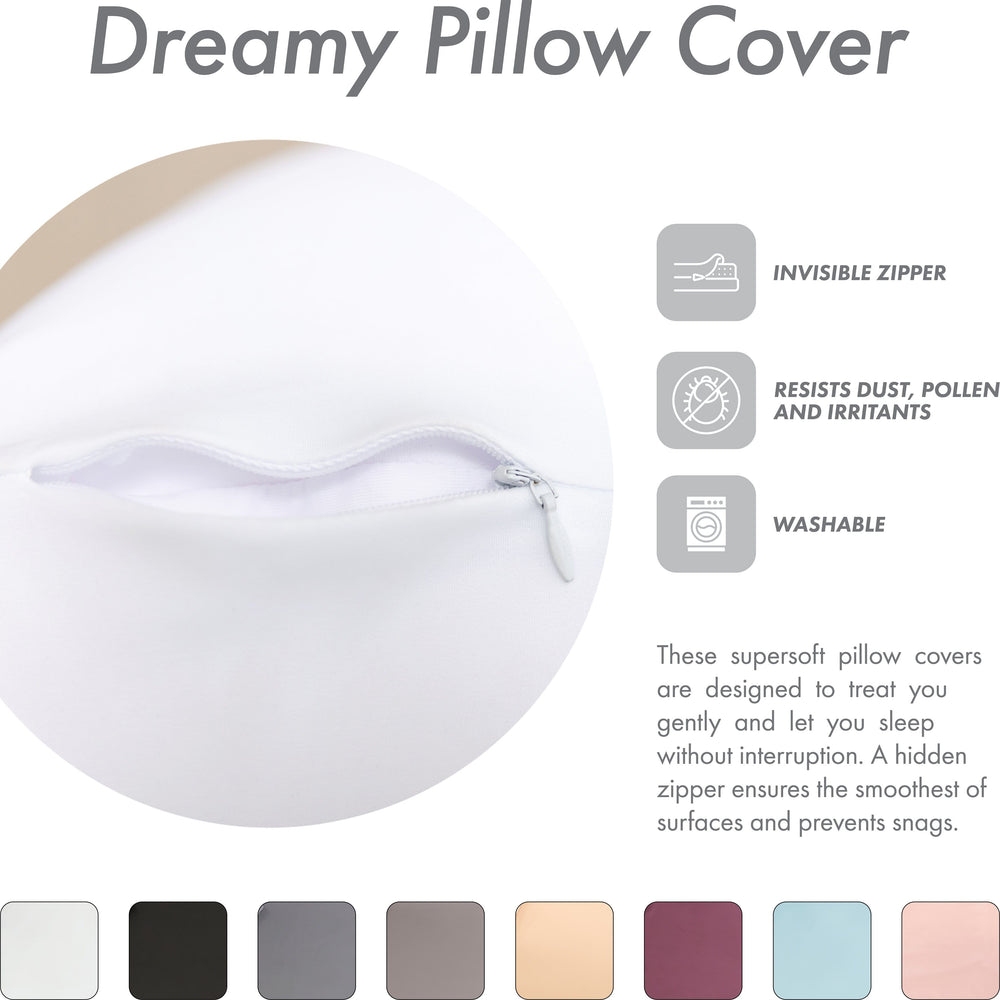 Premium Microbead Bed Pillow, Large Extra Fluffy But Supportive - Ultra Comfortable Sleep with Silk Like Anti Aging Cover 85% spandex/ 15% nylon Breathable, Cooling White