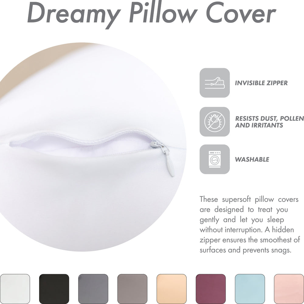 Premium Microbead Bed Pillow, Large Extra Fluffy But Supportive - Ultra Comfortable Sleep with Silk Like Anti Aging Cover 85% spandex/ 15% nylon Breathable, Cooling White