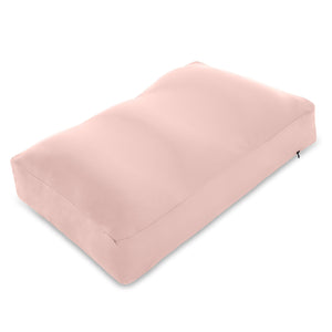 Premium Microbead Bed Pillow, Medium Extra Fluffy But Supportive - Ultra Comfortable Sleep with Silk Like Anti Aging Cover 85% spandex/ 15% nylon Breathable, Cooling Cream Peach