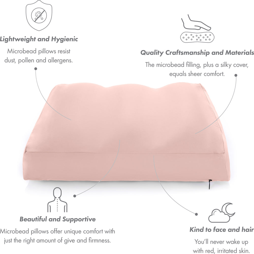 Cover Only for Premium Microbead Bed Pillow, Large Extra Smooth  - Ultra Comfortable Sleep with Silk Like Anti Aging Cover 85% spandex/ 15% nylon Breathable, Cooling White