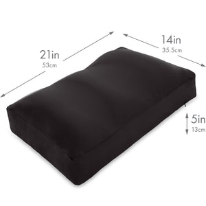 Premium Microbead Bed Pillow, Medium Extra Fluffy But Supportive - Ultra Comfortable Sleep with Silk Like Anti Aging Cover 85% spandex/ 15% nylon Breathable, Cooling Matte Black