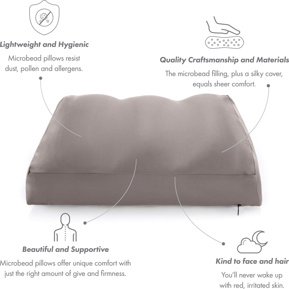 Cover Only for Premium Microbead Bed Pillow, Large Extra Smooth  - Ultra Comfortable Sleep with Silk Like Anti Aging Cover 85% spandex/ 15% nylon Breathable, Cooling White