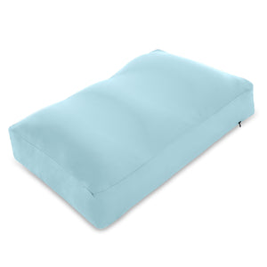 Premium Microbead Bed Pillow, Medium Extra Fluffy But Supportive - Ultra Comfortable Sleep with Silk Like Anti Aging Cover 85% spandex/ 15% nylon Breathable, Cooling Sweet Baby Blue