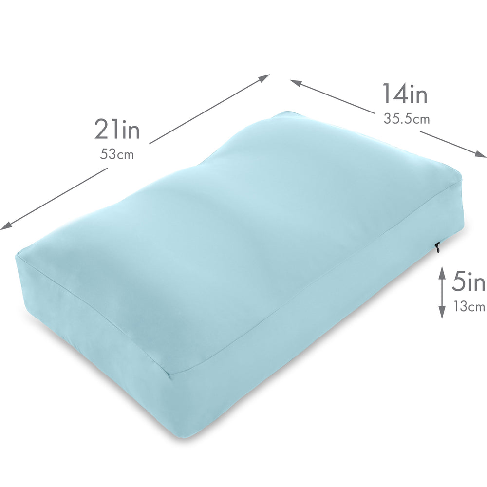 Premium Microbead Bed Pillow, Large Extra Fluffy But Supportive - Ultra Comfortable Sleep with Silk Like Anti Aging Cover 85% spandex/ 15% nylon Breathable, Cooling Barely Beige