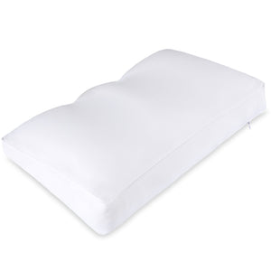 Premium Microbead Bed Pillow, Medium Extra Fluffy But Supportive - Ultra Comfortable Sleep with Silk Like Anti Aging Cover 85% spandex/ 15% nylon Breathable, Cooling White