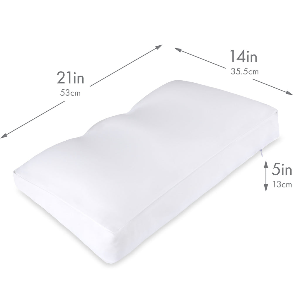 Premium Microbead Bed Pillow, Medium Extra Fluffy But Supportive - Ultra Comfortable Sleep with Silk Like Anti Aging Cover 85% spandex/ 15% nylon Breathable, Cooling White
