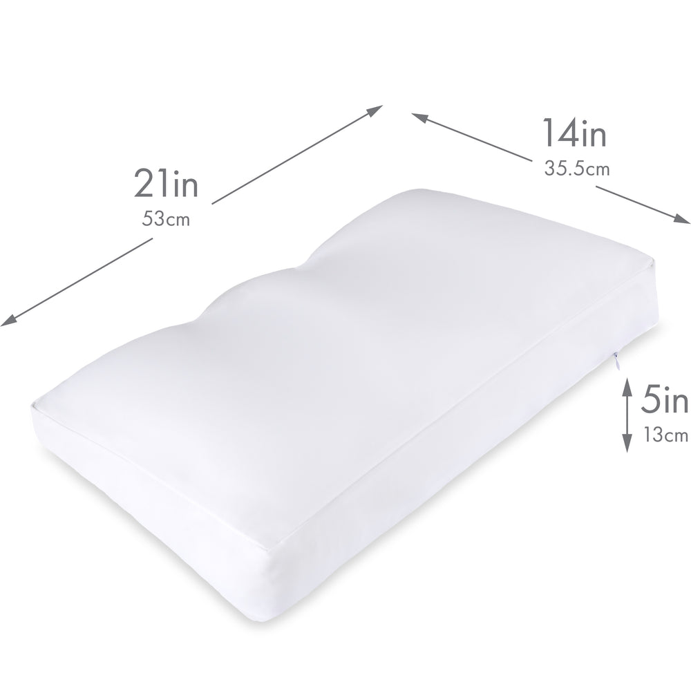 Premium Microbead Bed Pillow, Small Extra Fluffy But Supportive - Ultra Comfortable Sleep with Silk Like Anti Aging Cover 85% spandex/ 15% nylon Breathable, Cooling Barely Beige