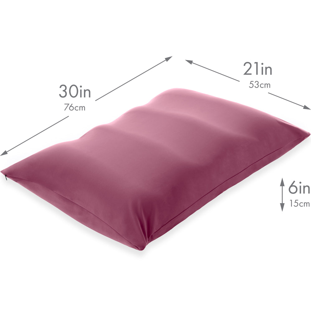 Cover Only for Premium Microbead Bed Pillow, X-Large Extra Smooth  - Ultra Comfortable Sleep with Silk Like Anti Aging Cover 85% spandex/ 15% nylon Breathable, Cooling Burgundy Merlot