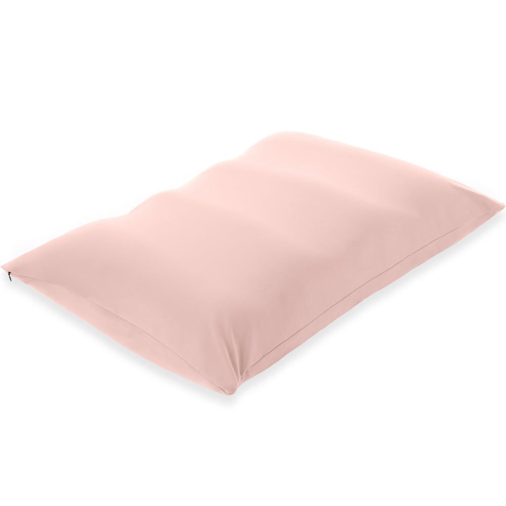 Premium Microbead Bed Pillow, Large Extra Fluffy But Supportive - Ultra Comfortable Sleep with Silk Like Anti Aging Cover 85% spandex/ 15% nylon Breathable, Cooling Barely Beige