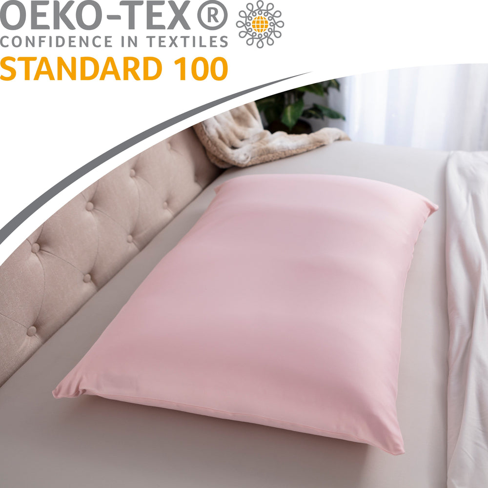 Premium Microbead Bed Pillow, X-Large Extra Fluffy But Supportive - Ultra Comfortable Sleep with Silk Like Anti Aging Cover 85% spandex/ 15% nylon Breathable, Cooling Cream Peach