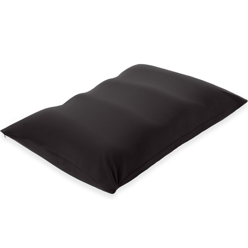 Premium Microbead Bed Pillow, X-Large Extra Fluffy But Supportive - Ultra Comfortable Sleep with Silk Like Anti Aging Cover 85% spandex/ 15% nylon Breathable, Cooling Matte Black