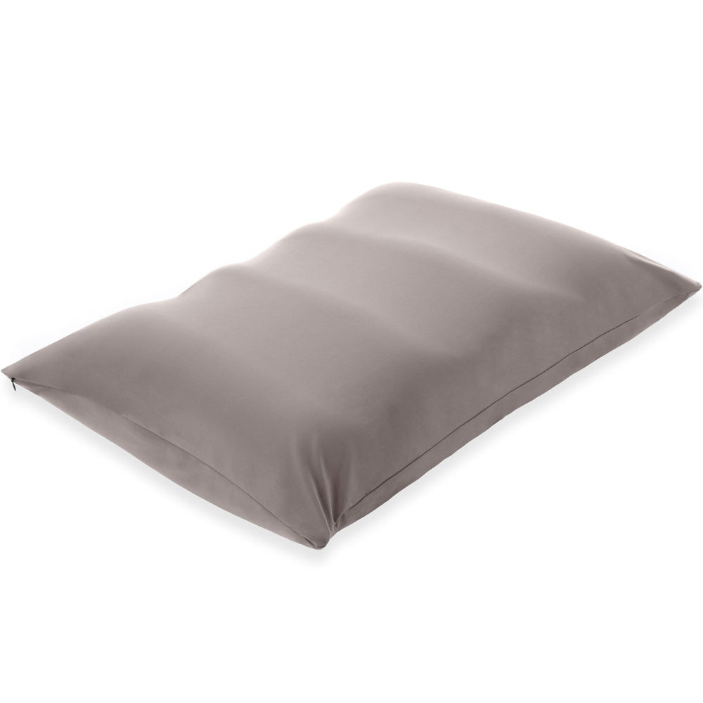 Premium Microbead Bed Pillow, Large Extra Fluffy But Supportive - Ultra Comfortable Sleep with Silk Like Anti Aging Cover 85% spandex/ 15% nylon Breathable, Cooling Stone Gray