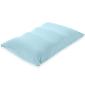Premium Microbead Bed Pillow, X-Large Extra Fluffy But Supportive - Ultra Comfortable Sleep with Silk Like Anti Aging Cover 85% spandex/ 15% nylon Breathable, Cooling Sweet Baby Blue