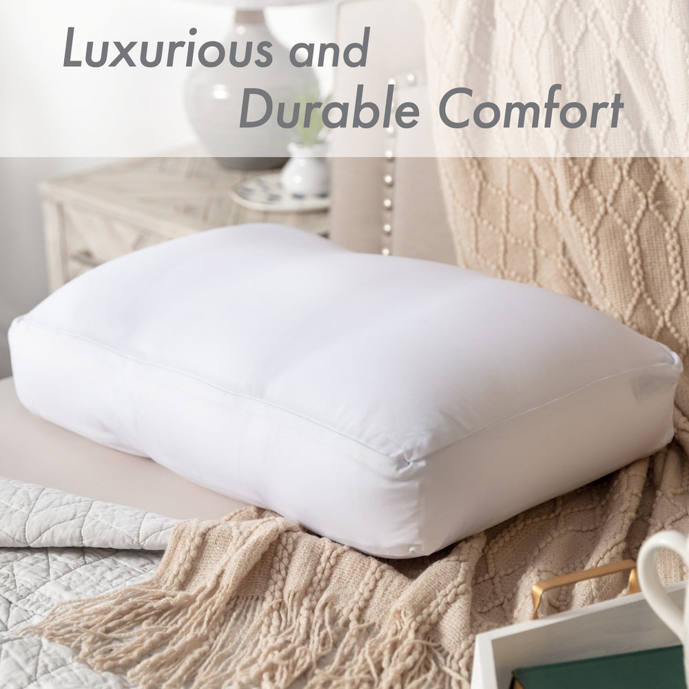 Premium Microbead Bed Pillow, X-Large Extra Fluffy But Supportive - Ultra Comfortable Sleep with Silk Like Anti Aging Cover 85% spandex/ 15% nylon Breathable, Cooling Barely Beige
