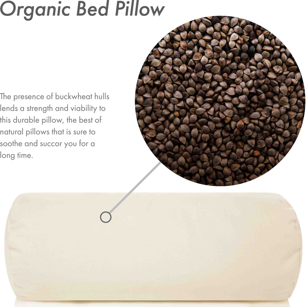 Organic Buckwheat Hull Neck Roll Pillow - Stress And Neck Tension Relief - All Natural Buckwheat
