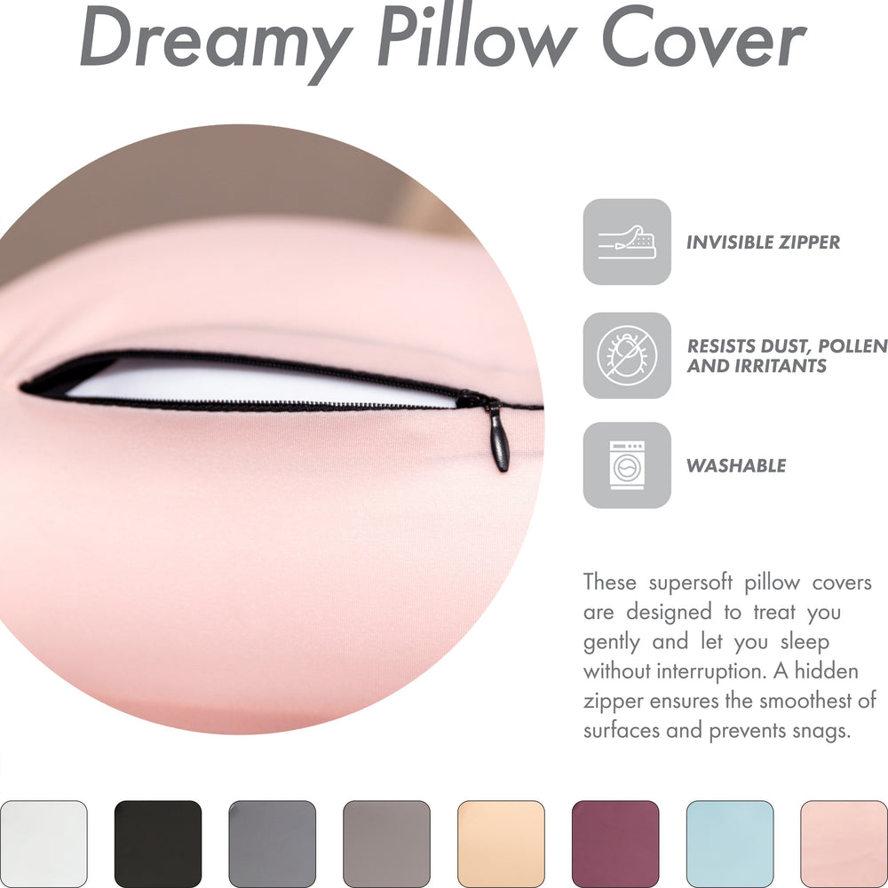 Cover Only for Premium Microbead Bed Pillow, Large Extra Smooth  - Ultra Comfortable Sleep with Silk Like Anti Aging Cover 85% spandex/ 15% nylon Breathable, Cooling Cream Peach