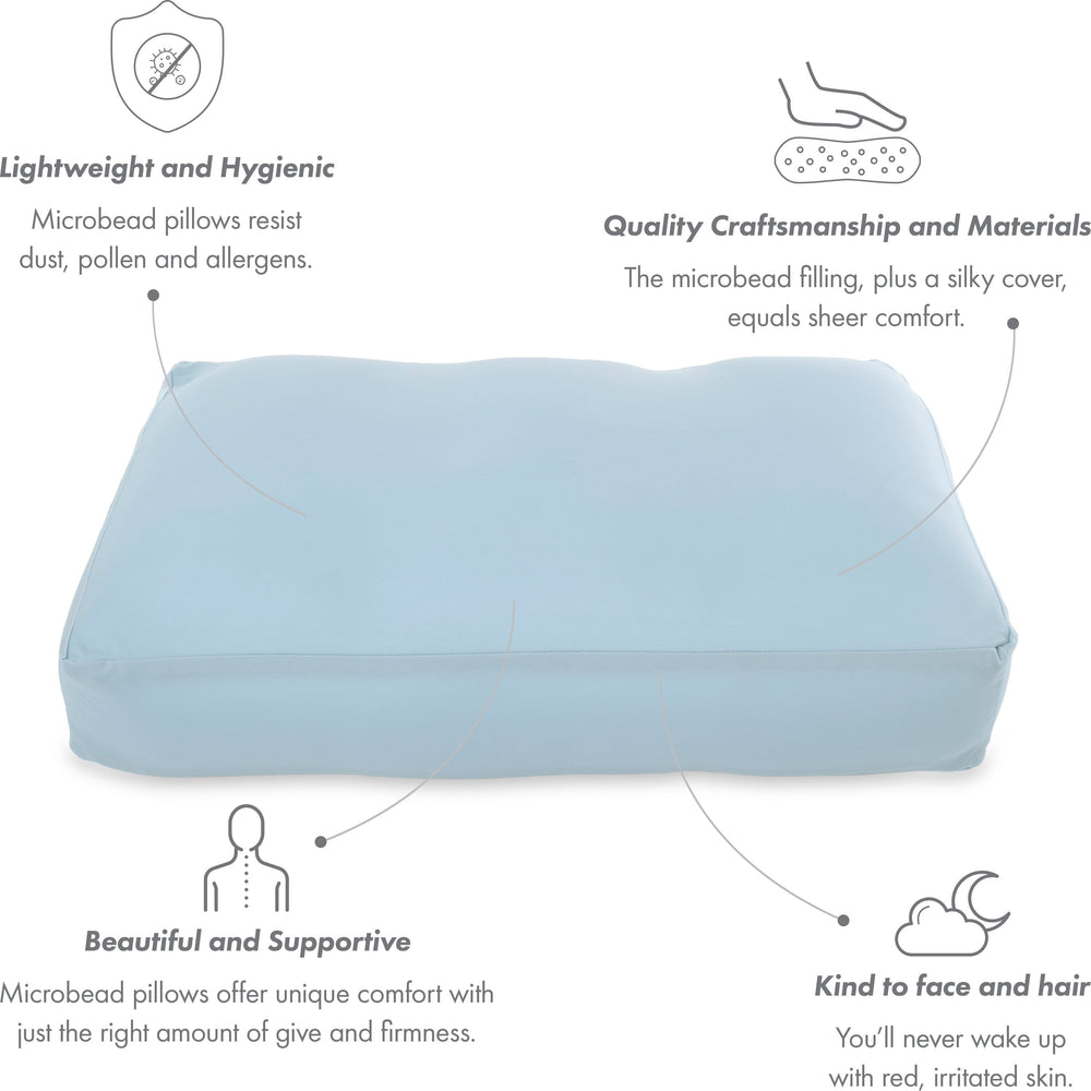 Cover Only for Premium Microbead Bed Pillow, Large Extra Smooth  - Ultra Comfortable Sleep with Silk Like Anti Aging Cover 85% spandex/ 15% nylon Breathable, Cooling Sweet Baby Blue