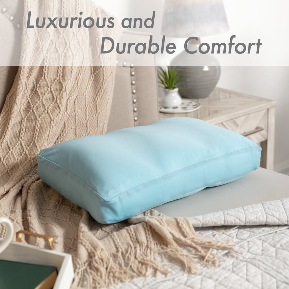 Cover Only for Premium Microbead Bed Pillow, Large Extra Smooth  - Ultra Comfortable Sleep with Silk Like Anti Aging Cover 85% spandex/ 15% nylon Breathable, Cooling Sweet Baby Blue