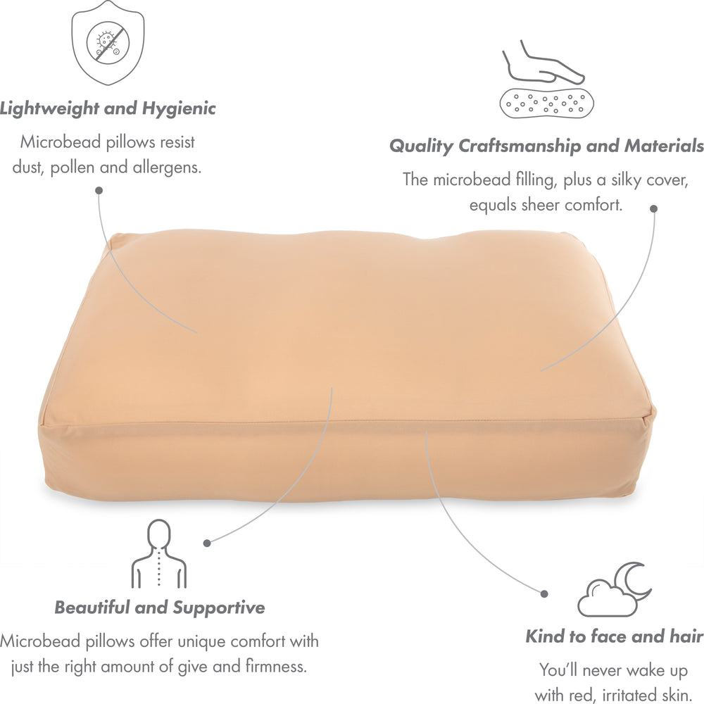 Cover Only for Premium Microbead Bed Pillow, Large Extra Smooth  - Ultra Comfortable Sleep with Silk Like Anti Aging Cover 85% spandex/ 15% nylon Breathable, Cooling White