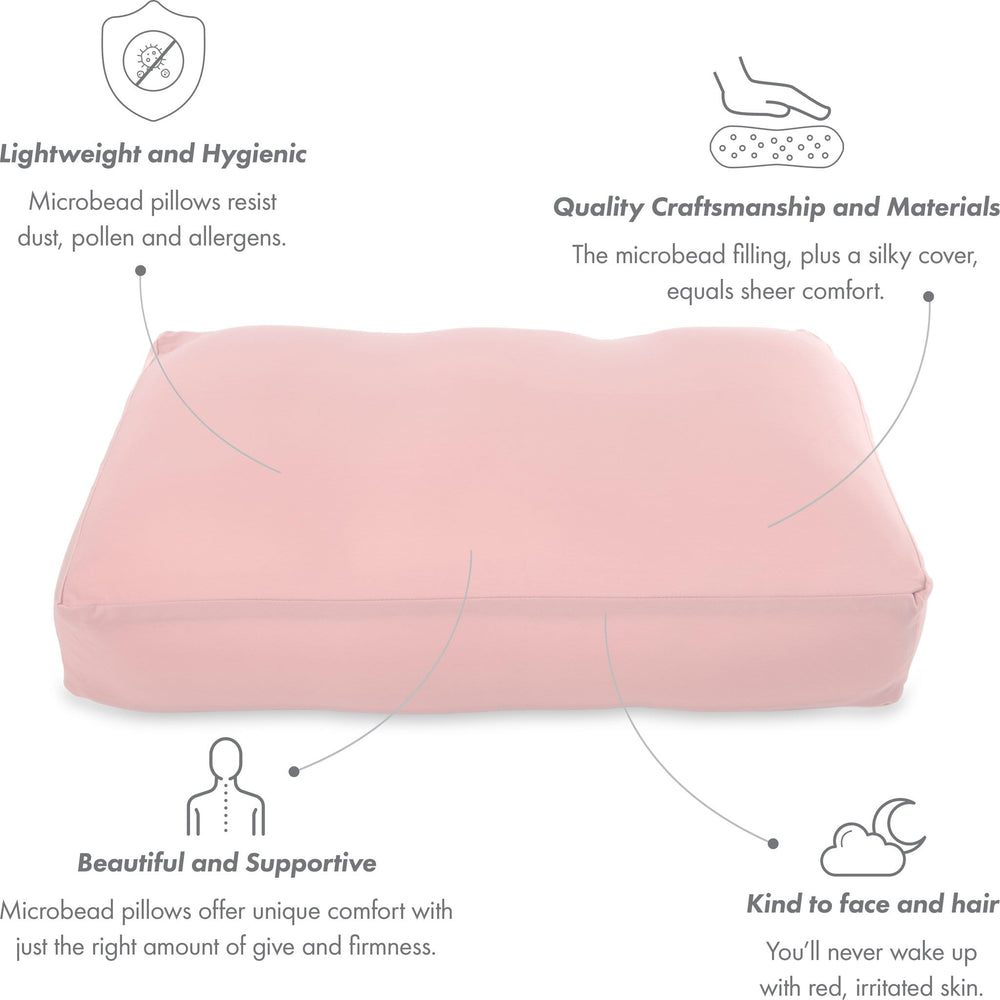 Premium Microbead Bed Pillow, Large Extra Fluffy But Supportive - Ultra Comfortable Sleep with Silk Like Anti Aging Cover 85% spandex/ 15% nylon Breathable, Cooling Stone Gray