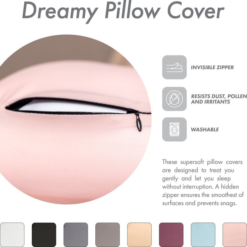 Cover Only for Premium Microbead Bed Pillow, Medium Extra Smooth  - Ultra Comfortable Sleep with Silk Like Anti Aging Cover 85% spandex/ 15% nylon Breathable, Cooling Cream Peach