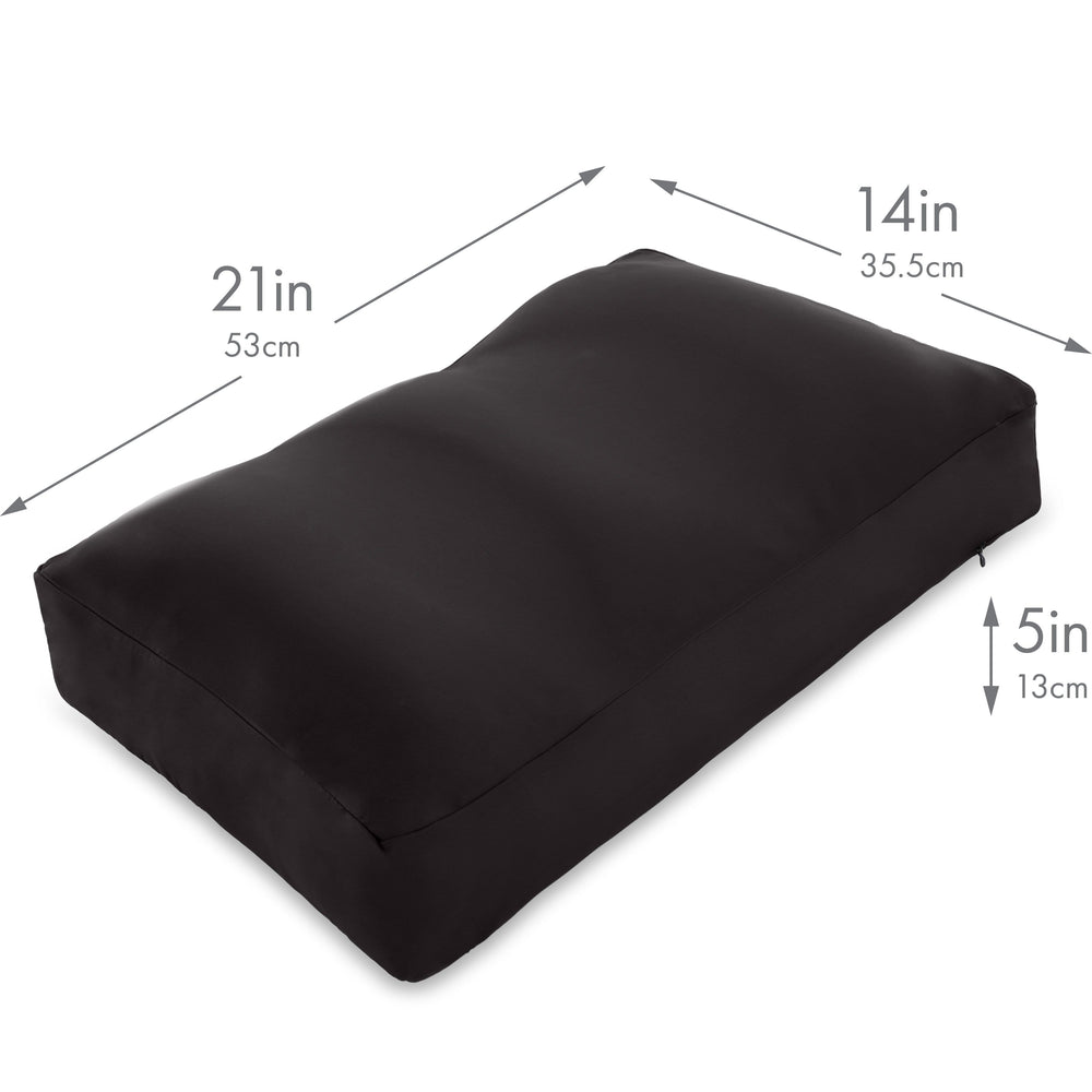 Cover Only for Premium Microbead Bed Pillow, Medium Extra Smooth  - Ultra Comfortable Sleep with Silk Like Anti Aging Cover 85% spandex/ 15% nylon Breathable, Cooling Matte Black