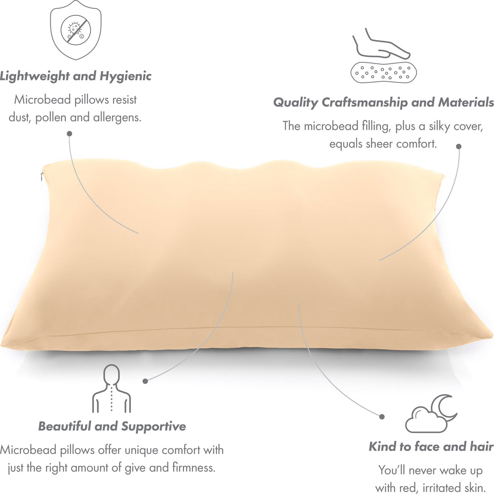 Premium Microbead Bed Pillow, Large Extra Fluffy But Supportive - Ultra Comfortable Sleep with Silk Like Anti Aging Cover 85% spandex/ 15% nylon Breathable, Cooling Burgundy Merlot