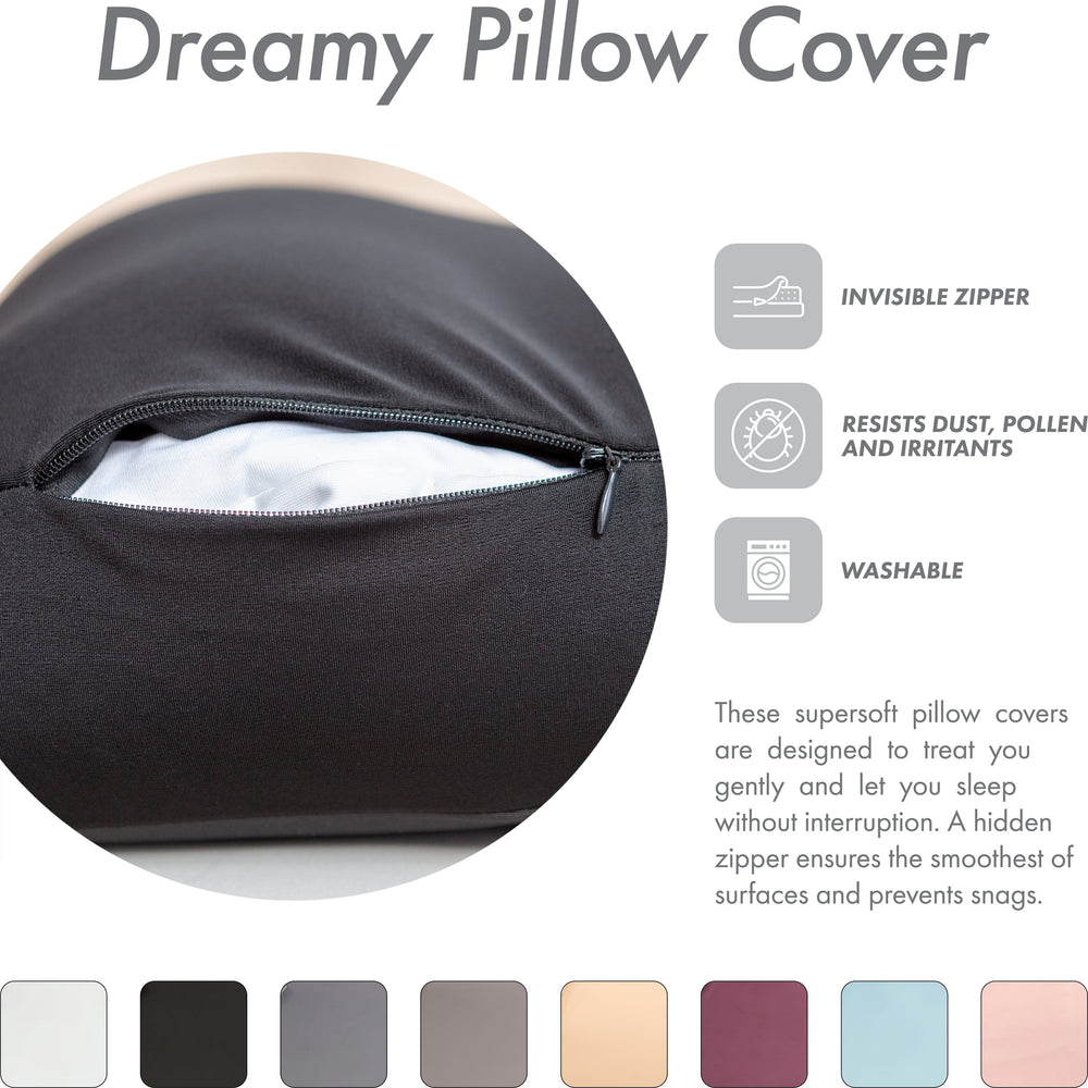 Cover Only for Premium Microbead Bed Pillow, X-Large Extra Smooth  - Ultra Comfortable Sleep with Silk Like Anti Aging Cover 85% spandex/ 15% nylon Breathable, Cooling Matte Black