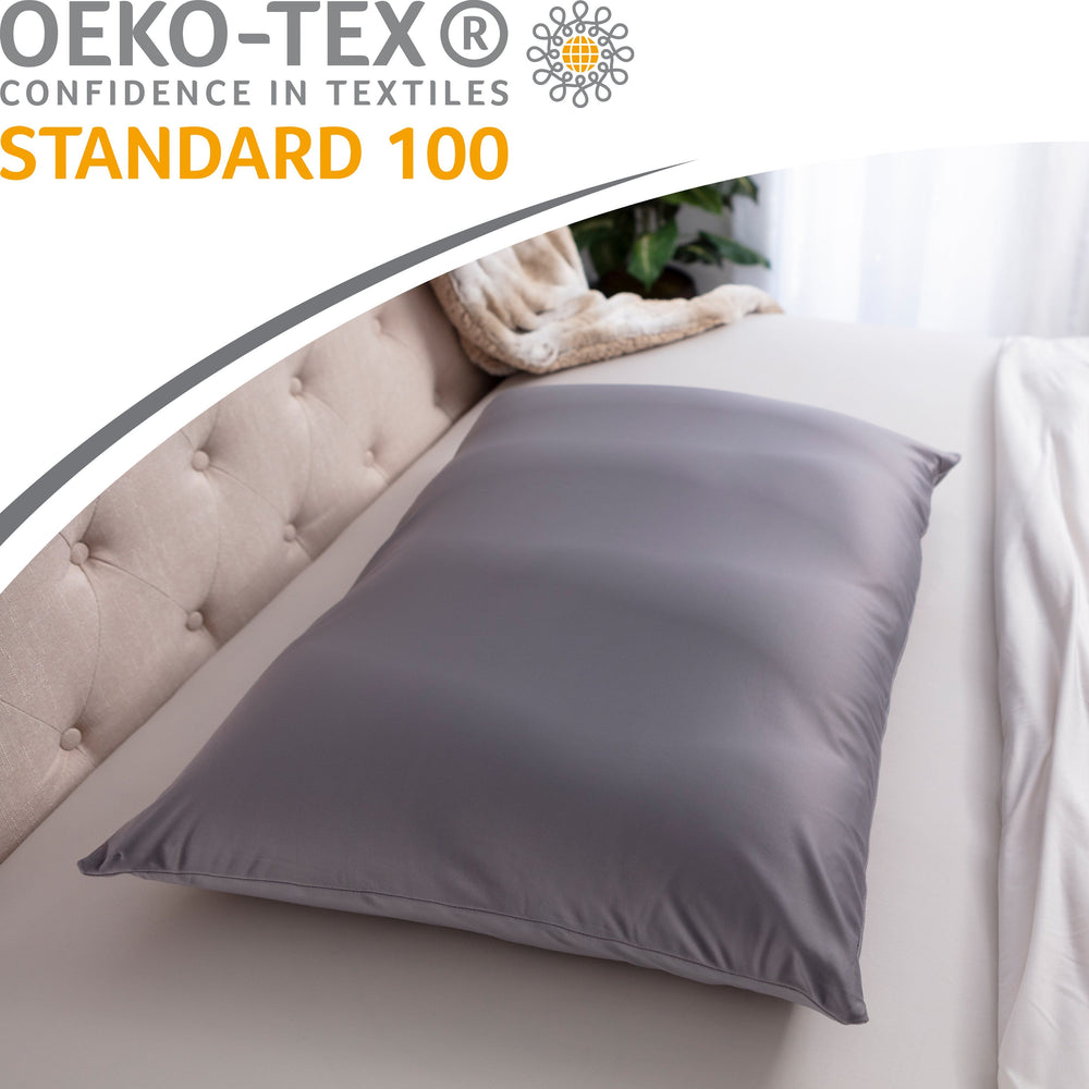 Cover Only for Premium Microbead Bed Pillow, X-Large Extra Smooth  - Ultra Comfortable Sleep with Silk Like Anti Aging Cover 85% spandex/ 15% nylon Breathable, Cooling Stone Grey