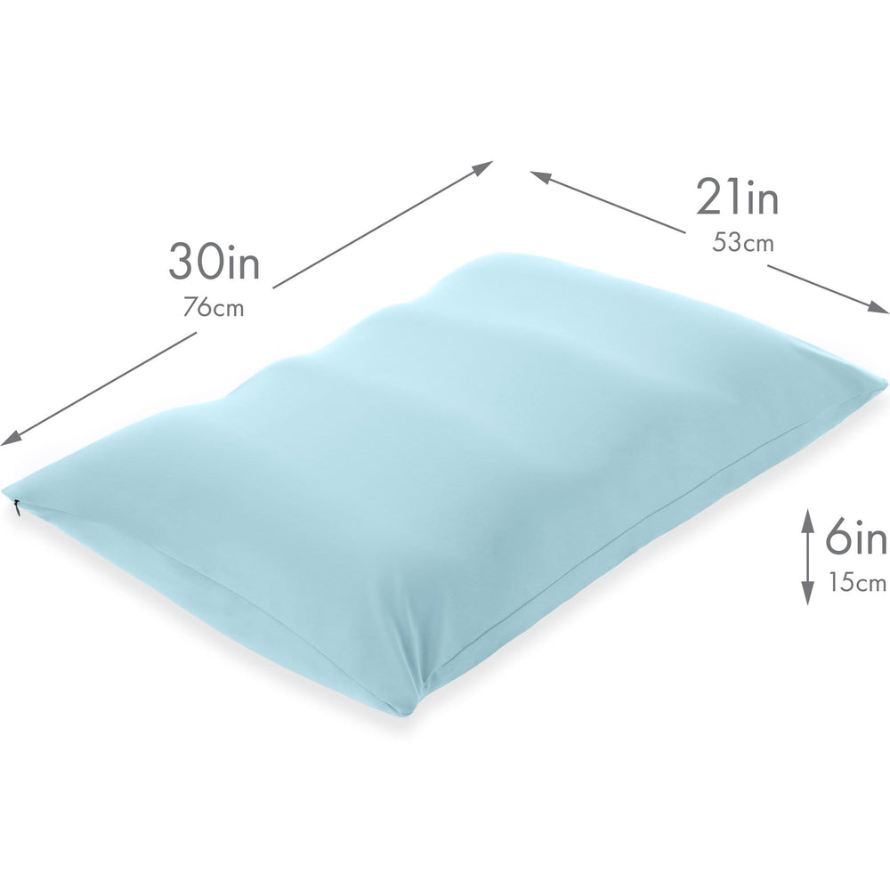 Premium Microbead Bed Pillow, Large Extra Fluffy But Supportive - Ultra Comfortable Sleep with Silk Like Anti Aging Cover 85% spandex/ 15% nylon Breathable, Cooling Stone Gray